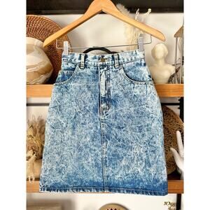 Vintage 80’s Guess Georges Marciano Acid Washed Knee Length Skirt Size XS